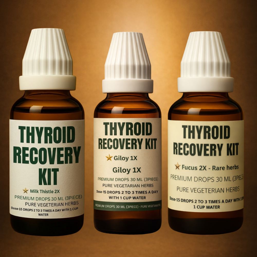 PREMIUM THYROID RECOVERY DROPS -Natural Support for Thyroid Function: A Detailed Guide to Giloy, Fucus Vesiculosus, and Milk Thistle