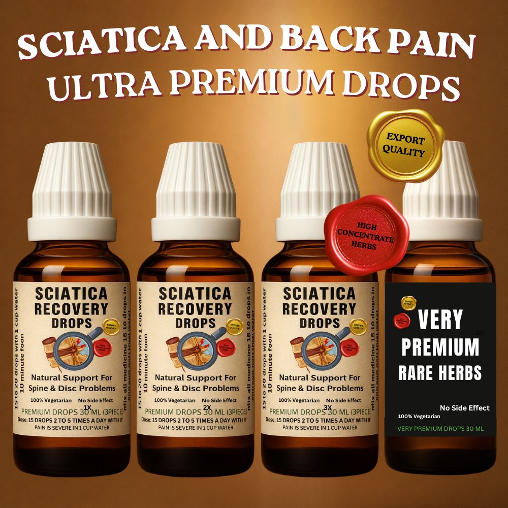 SCIATICA RECOVERY DROPS(Ultra Premium Spine Support Formula) -Advanced Herbal Support for Disc Bulge, Disc Prolapse, Disc Tear and Sciatica 30 ML(4 BOTTLE)