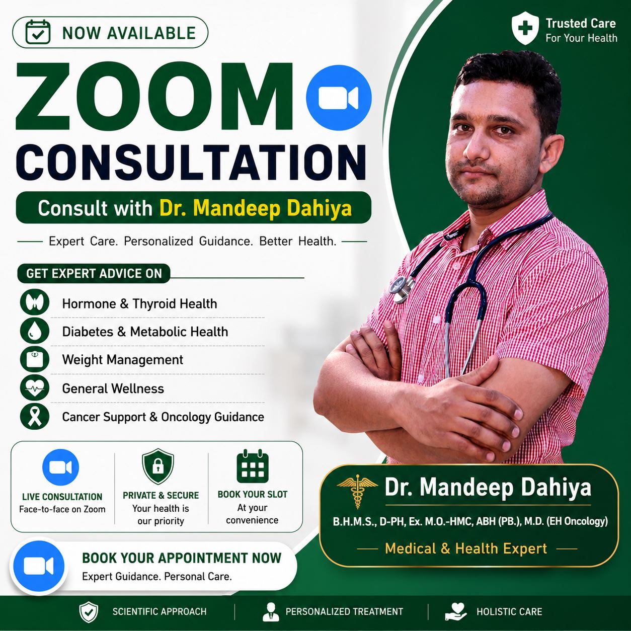Zoom Video Consultation with Dr. Mandeep Dahiya