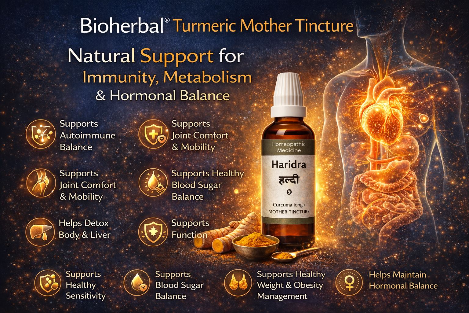 Bioherbal® Haridra (Turmeric) RICH IN CURCUMIN Mother Tincture FOR OVERALL WELLNESS 